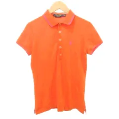 ポロゴルフ ラルフローレン POLO GOLF RALPH LAUREN ポロシャツ 半袖 ライン ワンポイント ロゴ ゴルフ 薄手 XSサイズ オレンジ ■YHS9