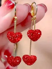 ジュエリー レディース イヤーアクセサリー 2個 高級メタル スタッズ ハート型 ピアス レディース、エレガントなパーティー&フェスティバルの贈り物 バレンタイン、母の日、ギフト