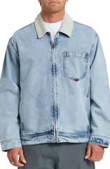クイックシルバー メンズ アウター ジャケット・ブルゾン コーデュロイ デニム Quiksilver Surf Harrington Corduroy Collar Denim Jacket Lighのサムネイル