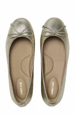 ランズエンド レディース シューズ パンプス レザー Lands End Essentialeather Ballet Flats Light Gold ゴールドのサムネイル