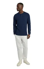 オニア メンズ トップス Tシャツ Onia Long Sleeve Slub Henley Deep Navy ネイビー