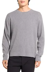 セオリー メンズ アウター パーカー・スウェット クルーネック セーター コットン Theory Riland Cable Stitch Cotton Crewneck Sweater Ash Melのサムネイル