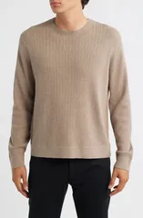 セオリー メンズ アウター パーカー・スウェット クルーネック セーター コットン Theory Riland Cable Stitch Cotton Crewneck Sweater Featherのサムネイル