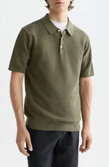 スコッチアンドソーダ メンズ トップス ポロシャツ コットン ニット Scotch Soda Structured Knit Cotton Pololive Night オリーブのサムネイル