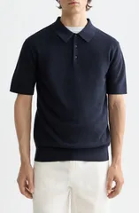 スコッチアンドソーダ メンズ トップス ポロシャツ コットン ニット Scotch Soda Structured Knit Cotton Polo Sky Captainのサムネイル
