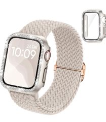 ★コンパチブル Apple Watchと互換性のあるバンド 編みナイロン製アップルウォッチ バンド Apple Watch キラキラ カバー付き 互換用のiWatch Band 44mm ケース