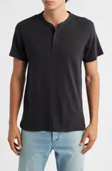 ラグアンドボーン メンズ トップス Tシャツ rag bone Classic Short Sleeve Henley Jet Black ブラック