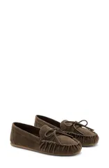 マンゴ レディース シューズ パンプスエード MANGO Gathered Suede Moccasinsand サンドのサムネイル