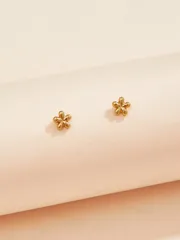 ジュエリー レディース イヤーアクセサリー ミニフラワー型ピアス 金属製ねじ式クラスプ 1ペア、ミニマリストスタイルの女性用毎日使えるイヤアクセサリー バレンタイン、母の日のギフトに