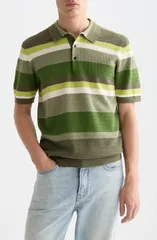スコッチアンドソーダ メンズ トップス ポロシャツ Scotch Soda Stripe Textured Polo Garden Green Stripe グリーンのサムネイル