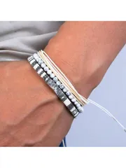 ジュエリー メンズ ブレスレット ボヘミアン調サーフブレスレットセット3個入り、調整可能な手作り編み込みブレスレット、カラフルな装飾ブレスレット、メンズの日常着用に適しています