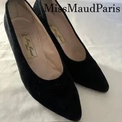 ミスモードパリス　Miss Maud Paris ベロアパンプス ゴールドスタッズ