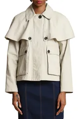 アヴェックレフィーユ レディース アウター ジャケット・ブルゾン ケープデザイン コットン キャップ ケープ Avec Les Filles Cape Detail Cotton Jacket Limestone