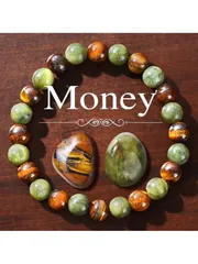 ジュエリー メンズ ブレスレット 天然石ビーズブレスレット 3個セット、8mm、タイガーアイ/翡翠、富の象徴ブレスレット、幸運と繁栄をもたらす、チャクラストーン、天然宝石、ユニセックス、伸縮性ブレスレット (富のブ