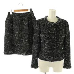 ルネ Rene ツイードセットアップ TISSUE ジャケット スカート 34 ネイビー オフホワイト /DO ■OS