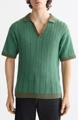 スコッチアンドソーダ メンズ トップス ポロシャツ セーター ニット Scotch Soda Open Knit Johnny Collar Polo Sweater Thymeのサムネイル