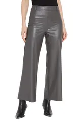 リジー レディース ボトムス レギンス ワイドレッグ ハイウエスト パンツ レザー フェイクレザー Lysse High Waist Faux Leather Wide Leg Pants Gray Ash グレー