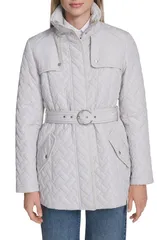 コールハーン レディース アウター ジャケット・ブルゾン キルティング コート Cole Haan Signature Quilted Coat Light Grey グレーのサムネイル