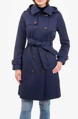 ロンドンフォグ レディース アウター ジャケット・ブルゾン コットン コート London Fog Cotton Blend Trench Coat Midnight Navy ネイビーのサムネイル