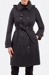 ロンドンフォグ レディース アウター ジャケット・ブルゾン コットン コート London Fog Cotton Blend Trench Coat Black ブラックのサムネイル