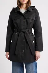 ロンドンフォグ レディース アウター ジャケット・ブルゾン コットン コート London Fog Belted Cotton Blend Coat Black ブラックのサムネイル