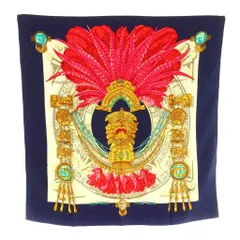 エルメス HERMES カレ90 スカーフ シルク 総柄 紺 マルチカラー /MI ■OS ■OH