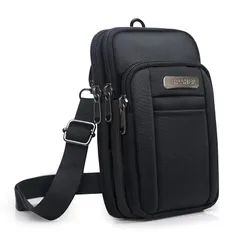 【新品】 SPAHER スマホポーチ メンズ 小物入れ ウエストポーチ 防水 ベルトポーチ 小さめ マルチポーチ 旅行 アウトドア 登山 多機能収納 携帯 ガジェット ショルダーストラップ付き カラビナ付き 4層 ブラック 1