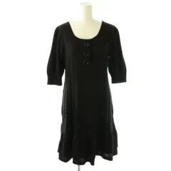 バーバリーブルーレーベル BURBERRY BLUE LABEL チェック柄 ニットワンピース ひざ丈 38 ブラック /DF ■OS