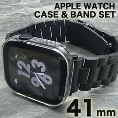 アップルウォッチ バンド apple watch ベルト カバー ケース ベルト セット 4/5/6/7/8/9/se/se2/se3 FF-ST358-CP クリア×ブラック 41mm
