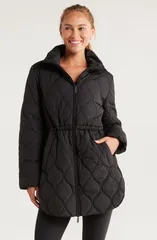 ゼラ レディース アウター ジャケット・ブルゾン キルティング Zella Skyline Longline Quilted Jacket Black ブラック