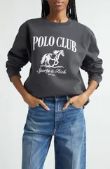 スポーティ アンド リッチ レディース アウター パーカー・スウェット クルーネック トール シャツ コットン グラフィック Sporty Rich Stallion Crewneck Cottonのサムネイル