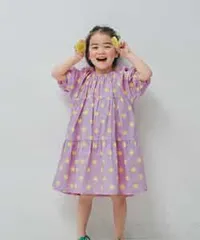 新品　p.premier（ピードットプルミエ） ワンピース ワンピース　イロチ買いしたいパフスリーブワンピース　90cm　水玉　ピンク　半袖　ワンピースのサムネイル