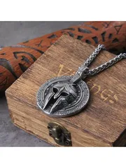 ジュエリー メンズ ネックレス メンズペンダントネックレス、古代ギリシャの戦士、ステンレススチールチェーン、ヴィンテージパーティージュエリー、パンクギフト