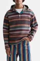 スコッチアンドソーダ メンズ アウター パーカー・スウェット リラックスフィット Scotch Soda Relaxed Fit Stripe Jacquard Hoodie Pixel Stripeのサムネイル
