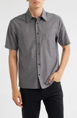 セオリー メンズ トップス シャツ Theory Noll Soft Lawn Short Sleeve ButtonUp Shirt Carbon
