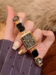 腕時計 レディース クォーツ 1個 レディース 光沢感のあるカジュアル クォーツ 腕時計、スクエアダイヤル、ファッション性と汎用性のある デイリー使い、ピンク/ゴールド/ブラックから選択可能