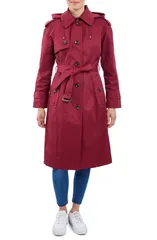 ロンドンフォグ レディース アウター ジャケット・ブルゾン コットン London Fog Cotton Blend Trench Cranberryのサムネイル