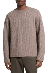 セオリー メンズ アウター パーカー・スウェット クルーネック リブ ウール セーター コットン Theory Oversize Ribbed Wool Cotton Crewneck Sweater Feather Melange