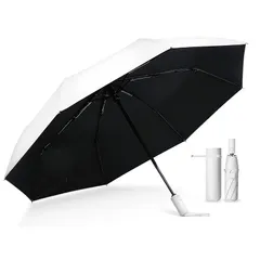 日傘 折りたたみ傘 晴雨兼用 UVカット率100% 完全遮光 軽量 280g スマートセーフティロック機能 コンパクト 折りたたみ レディース メンズ 男女兼用 遮熱 携帯便利 ワンタッチ自動開閉 ギフト プレゼントに最適 (クリアホワイト, 【新モデル】 1