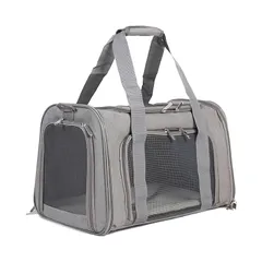 BTtime ペットキャリーバッグ 猫用キャリングバッグ 折りたたみ式 ペットキャリー 中・大型猫用・小型犬 飛び出し防止 傷防止 ベルト脱着可 洗えるマット 通気性 軽量 大容量 耐荷重9KG お出かけ/旅行/ドライブ/防災/避難用 (グレー) 0