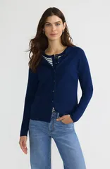 ランズエンド レディース アウター パーカー・スウェット セーター カーディガン Lands End Cashmere Cardigan Sweater Deep Sea Navy ネイビー