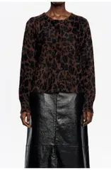 ビンバイローラ レディース アウター パーカー・スウェット カーディガン Bimba y Lola Fur Fitted Cardigan Leopard Big Dark Brown ブラウン