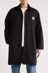 カーハート メンズ アウター ジャケット・ブルゾン コットン コート Carhartt Work In Progress Webster Cotton Canvas Coat Black Black Rinsed ブラック