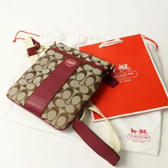 美品 コーチ COACH シグネチャー レザー切替 ショルダーバッグ ベージュXピンク/クロスボディ 肩掛け【2400014524000】