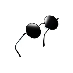 [Joopin] サングラス メンズ 偏光 丸型 ラウンド 偏向レンズ レディース UV400保護 紫外線カット 軽量 釣り 運転用 登山（ブラック/ブラック） 0