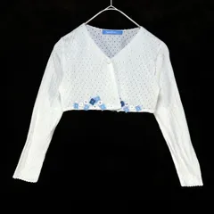 ME2-007☆familiarファミリア ボレロ カーディガン 120サイズ 美品 新品同様 オシャレ 子供服 キッズ ファッション 立体花付きが超かわいい ■