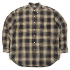 ポロラルフローレン POLO RALPH LAUREN 90s 90年代 ボタンダウンシャツ BLAKE ブレイク BD ロゴ 刺繍 ポニー シャドー USA ヴィンテージ アメリカ 古着 ブラック系 オンブレチェック柄 XL【中古】