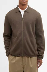 バブアー メンズ アウター パーカー・スウェット コットン カーディガン Barbour Crowcombe Cotton Zip Cardigan Olive オリーブのサムネイル