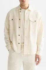 スコッチアンドソーダ メンズ アウター ジャケット・ブルゾン シャツ コットン リネン Scotch Soda Cotton Linen Overshirt Eggnogのサムネイル