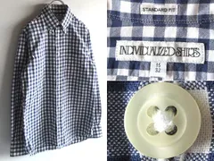 USA製 INDIVIDUALIZED SHIRTS インディビジュアライズドシャツ ギンガムチェックシャツ BDシャツ 15-32 ネイビー ホワイト